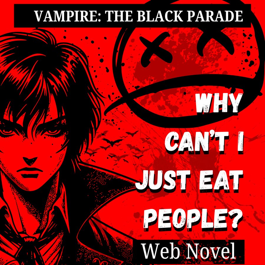 Cover of Why Can’t I Just Eat People?, made by the author in Canva